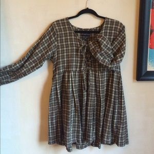 Vintage Plaid Flannel Mini Babydoll Dress