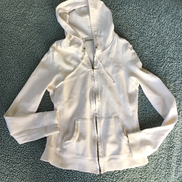 White zip up hoodie