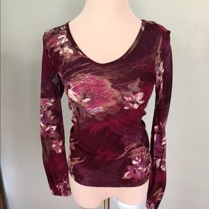 *SOLD* Karen Kane l/s top burgundy floral size