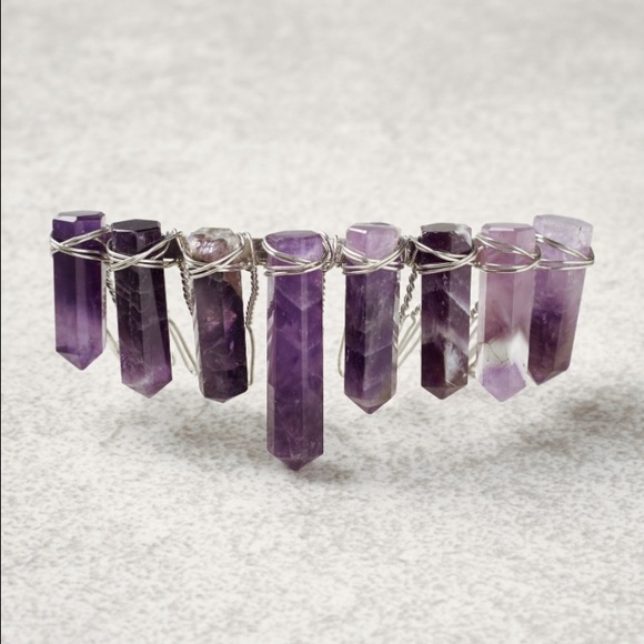Purple amethyst hair comb