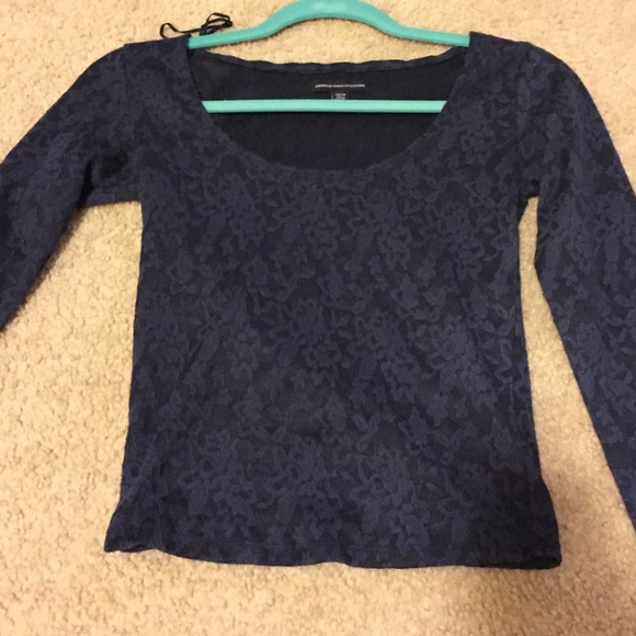 navy lace crop top