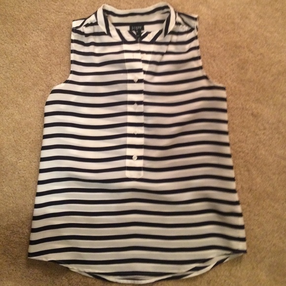Jcrew navy blue and white striped tank top