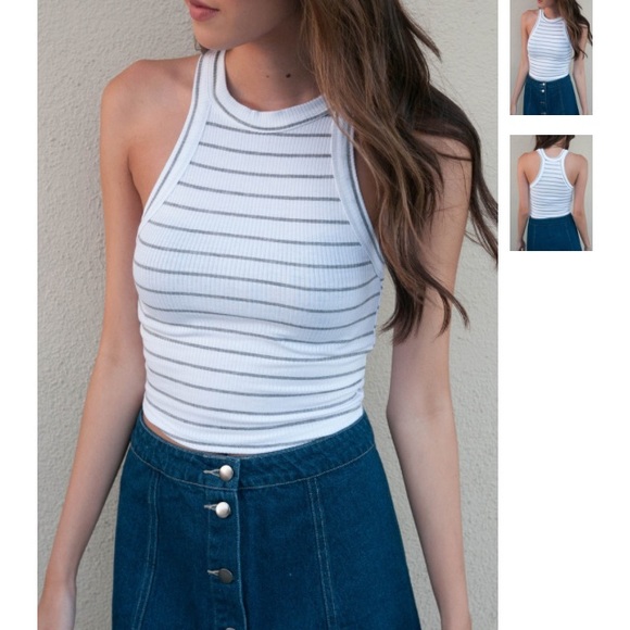 Striped Racer Cropped Tank