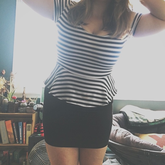 Stripped peplum mini dress