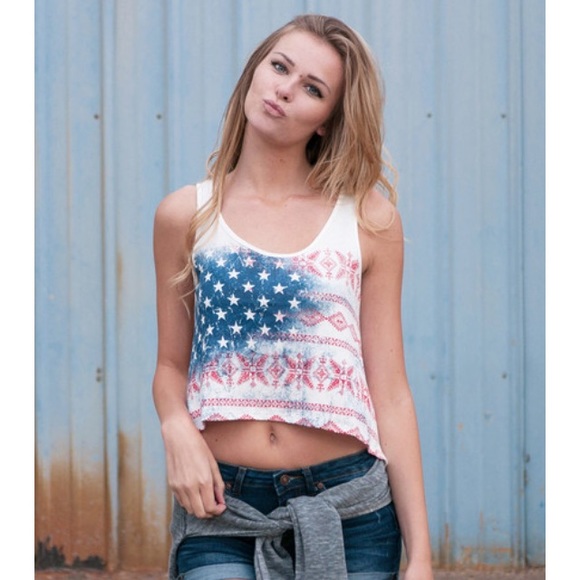 'Merica Muscle Crop Tank Top