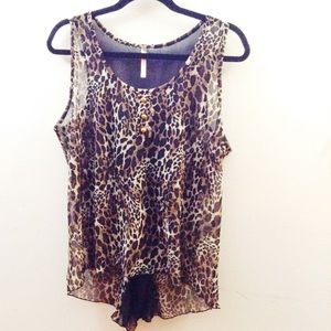 Cheetah/Leopard Sheer Blouse (PLUS SIZE)