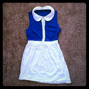 Collared Button Up Lace Dress