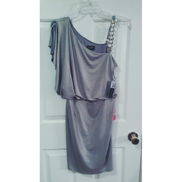 One shoulder silver shimmery gold dress brand new