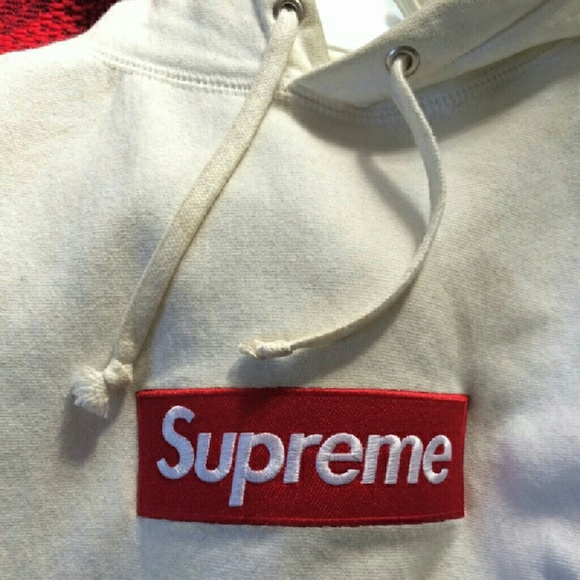 White Supreme box logo hoodie