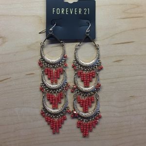 Coral gold earrings