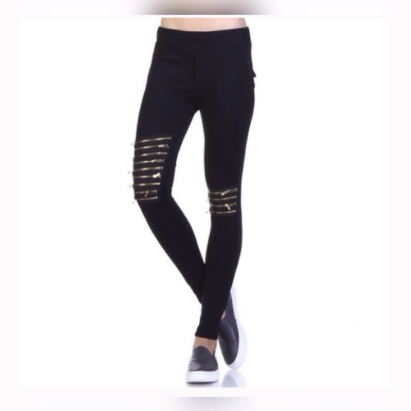 5⭐️ BUYER RATED BLACK ZIPPERED DETAIL LEGGINGS - Picture 4 of 4