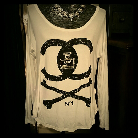 Paris Double C Long Sleeve Cream Shirt Top S
