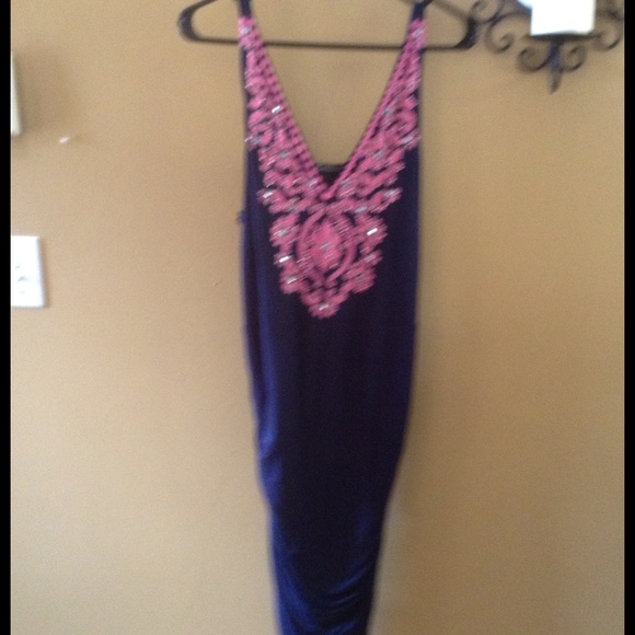Navy blue and pink ruched dress .Gorgeous on!!