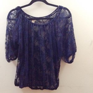 Navy Blue Lace Blouse