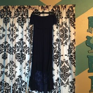 Navy blue strapless sun dress