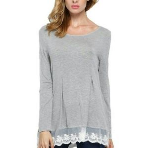 Long sleeve, lace bottom blouse