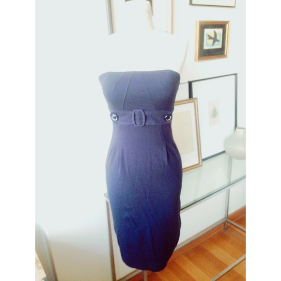 Mango Suit Navy Bodycon strapless nautical dress S