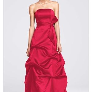 Red strapless Davids Bridal bridesmaid/formal dres