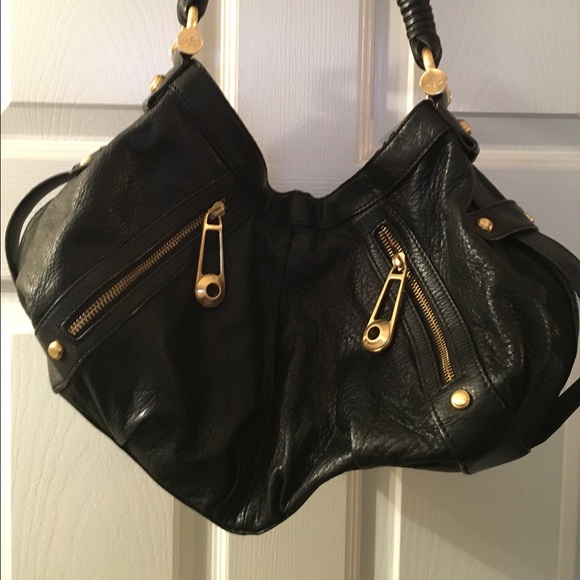 B. Makowski black leather bag