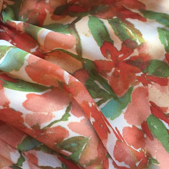 Coral colored Floral spring dress - Picture 4 of 4