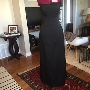 Strapless A-line black formal gown