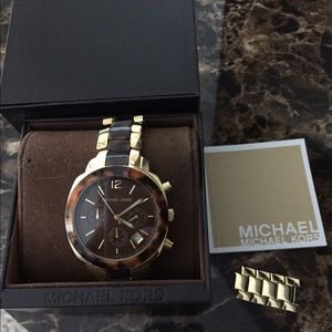 Michael Kors gold and tortoise watch