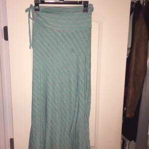 Medium blue and gray striped maxi skirt