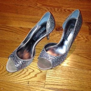 Bronze/silver shimmery heels