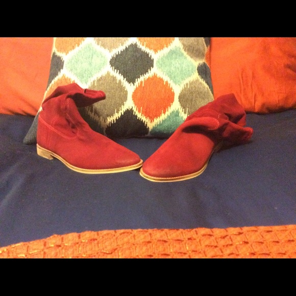 Red suede bootie