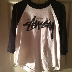 stussy baseball tee shirt