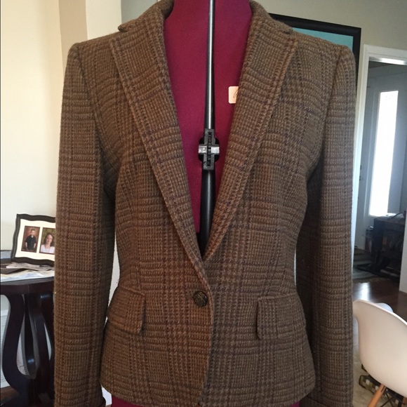 Green/brown plaid Ralph Lauren riding jacket