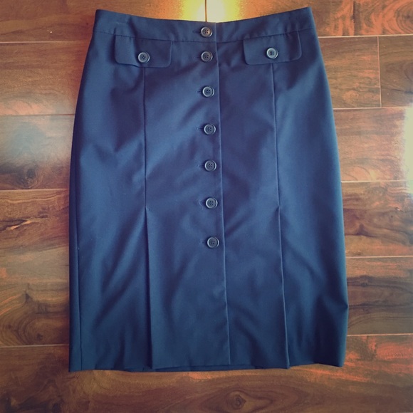 Navy button up pencil skirt