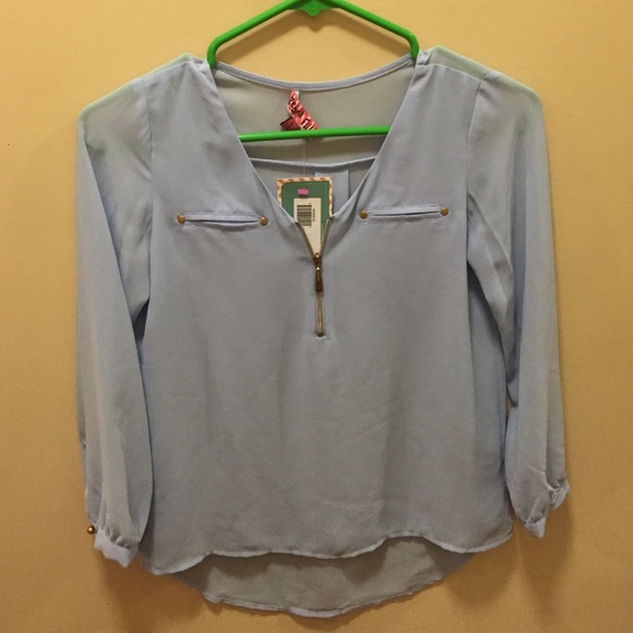 Periwinkle-blue blouse