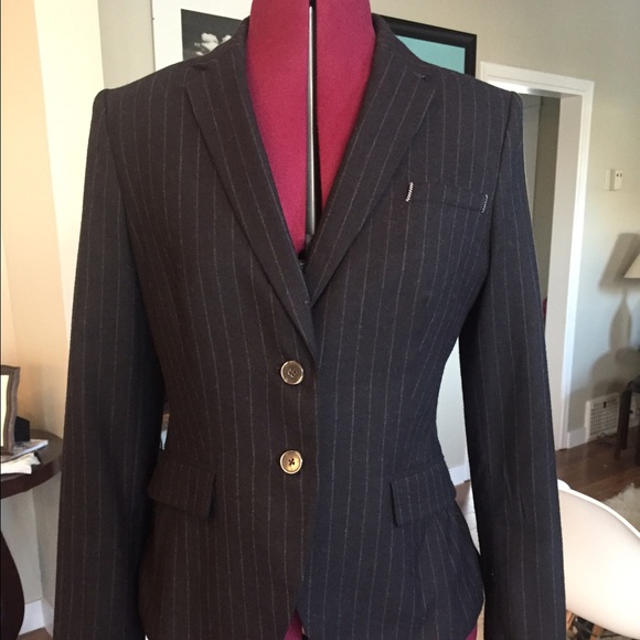 Navy Blue wool pinstripe Banana Republic blazer