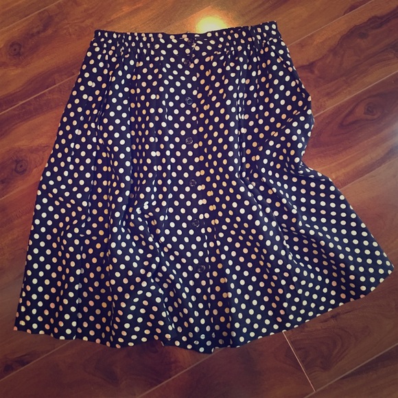 A line polka dot navy skirt NWOT
