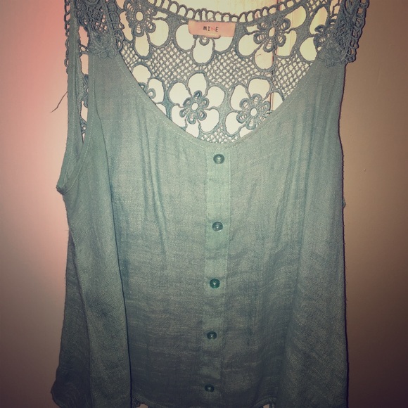 blue lacy tank top