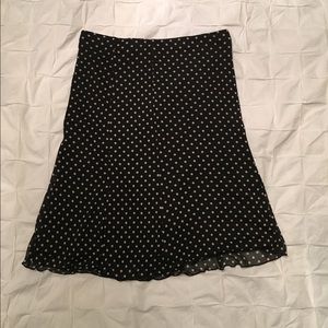 Express black and white polka dot skirt