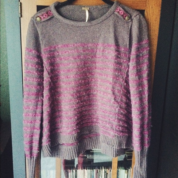wool/angora free people sweater w epaulets!