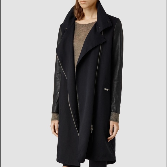 Brand New AllSaints Leather Parka Coat - Picture 2 of 4