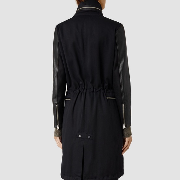 Brand New AllSaints Leather Parka Coat - Picture 3 of 4