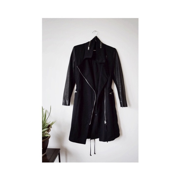 Brand New AllSaints Leather Parka Coat - Picture 4 of 4