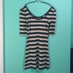 Black & Tan Striped Dress