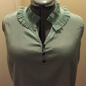 Mint sleeveless top- pleating detail