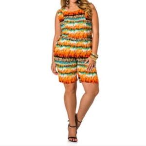 NWOT Ashley Stewart Print Linen Romper