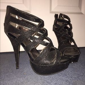 Black sparkly stilettos