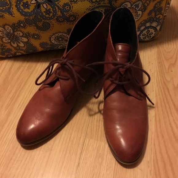 Maroon Leather Booties
