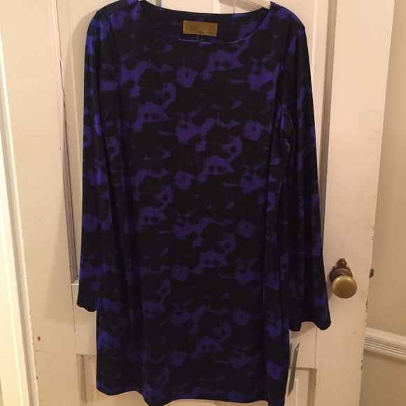 Purple and black long sleeve polyester dress