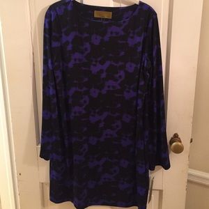 Purple and black long sleeve polyester dress