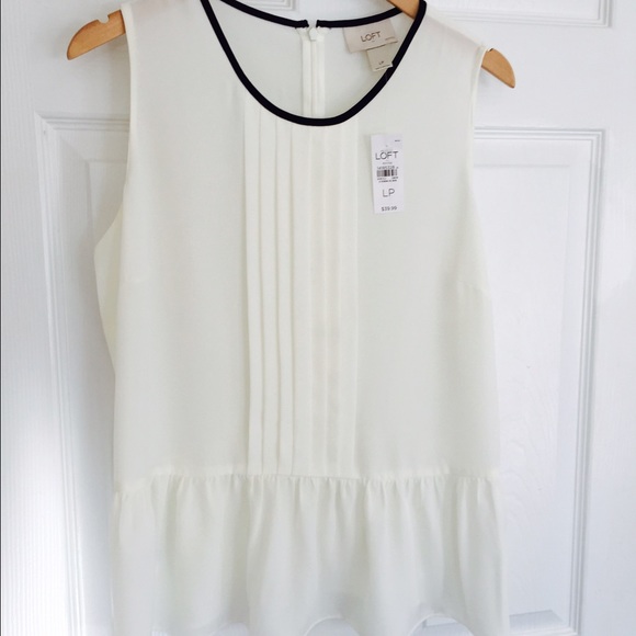 NWT LOFT sheer cream peplum blouse
