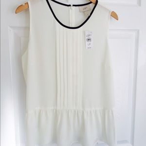 NWT LOFT sheer cream peplum blouse